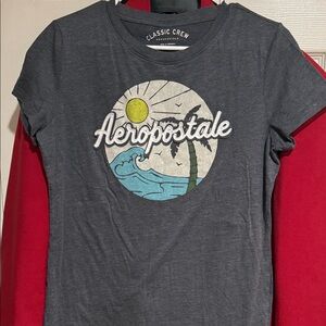 Aeropostale Charcoal Tee with Tropical Graphic